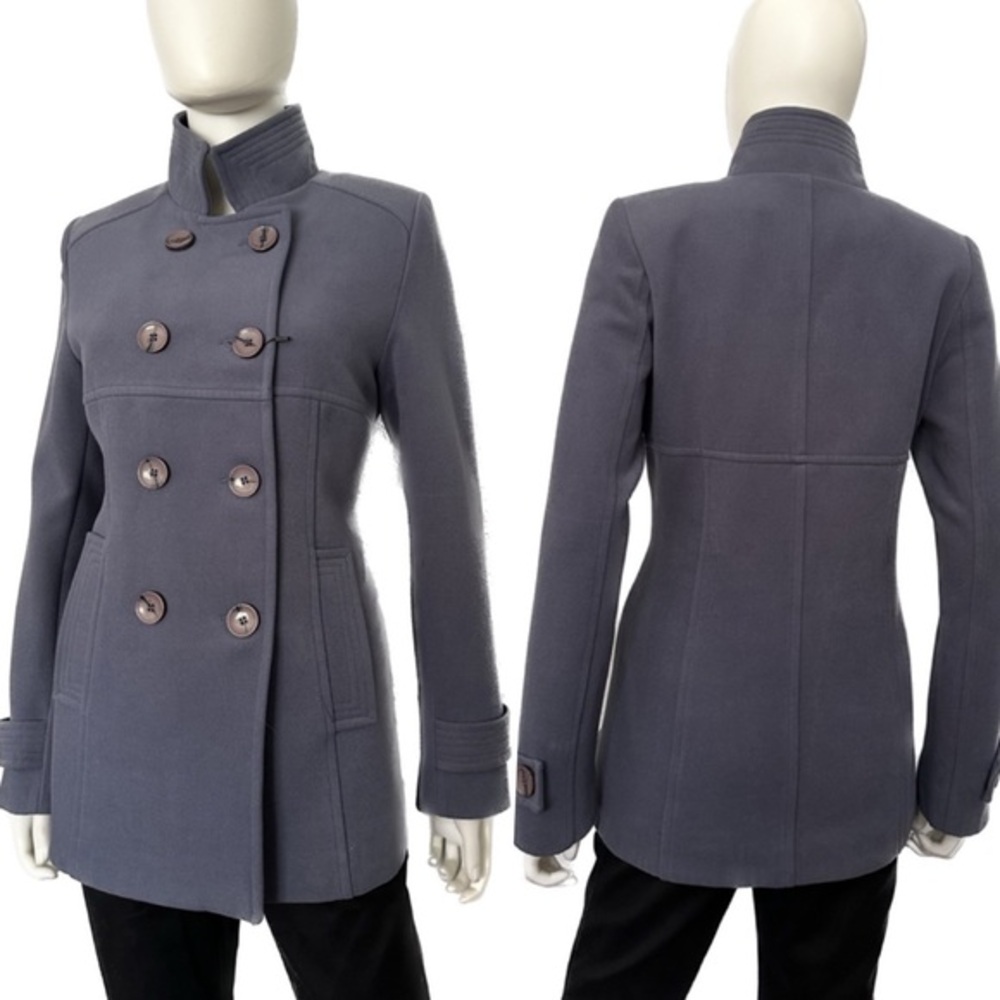 NWT WOMEN DOUBLE-BREASTED COAT‎ STAND-UP COLLAR JACKET LINED INSULATED PEACOAT